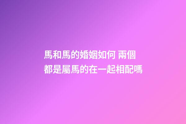 馬和馬的婚姻如何 兩個都是屬馬的在一起相配嗎-第1張-觀點-玄機派